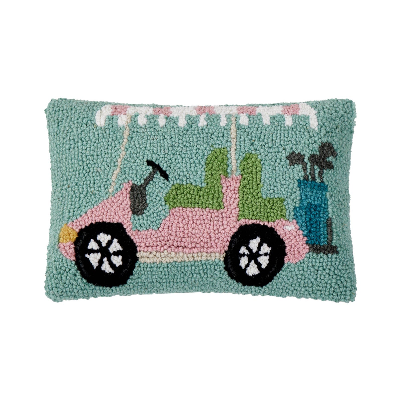 Pink Golf Cart Hook Pillow - The Preppy Bunny