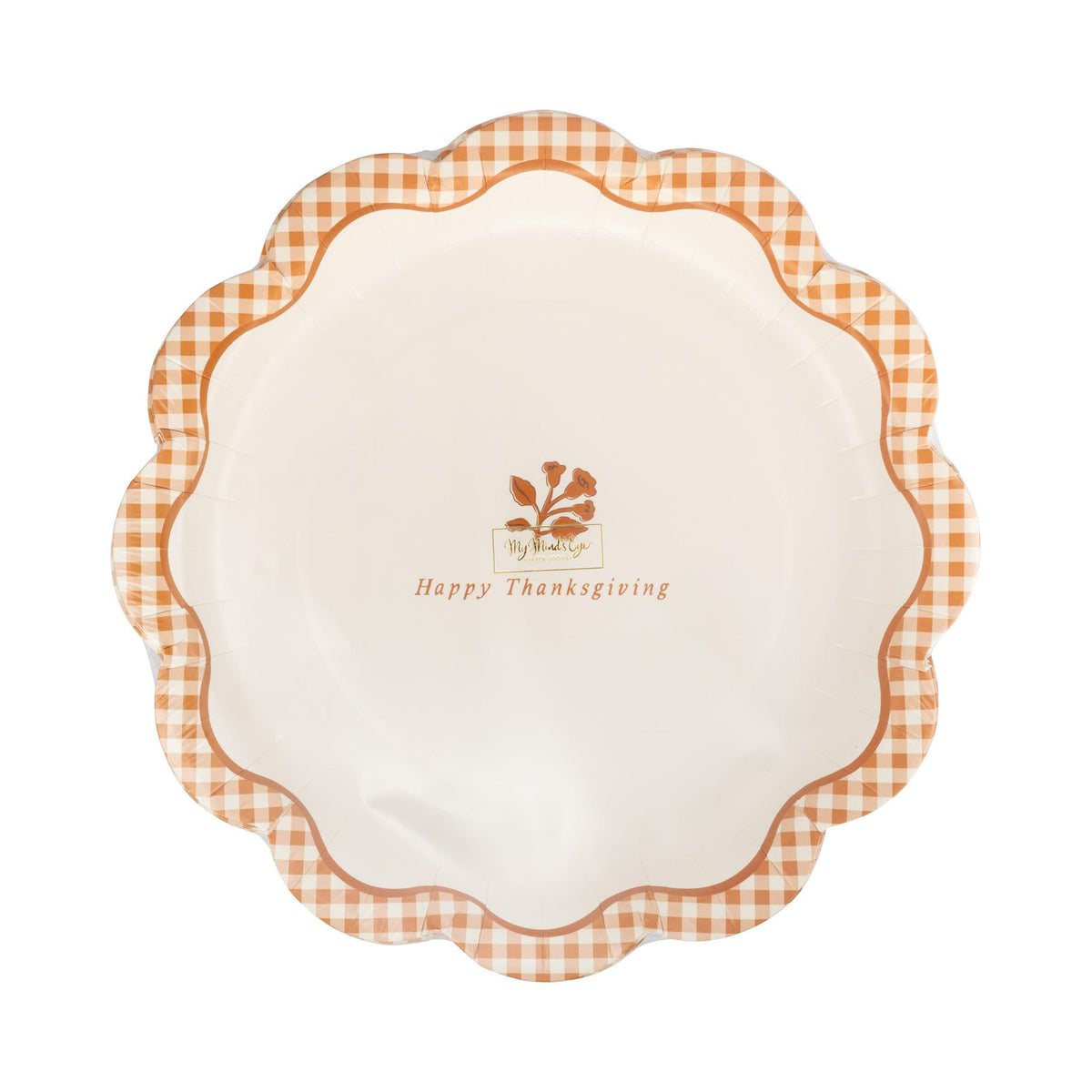 Gingham Happy Thanksgiving Paper Plates