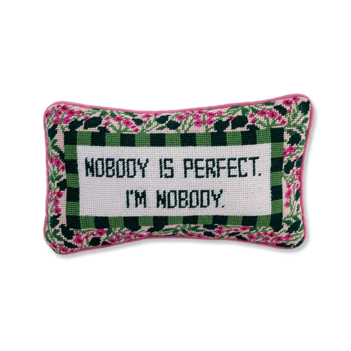 Nobody is Perfect Needlepoint Pillow - The Preppy Bunny