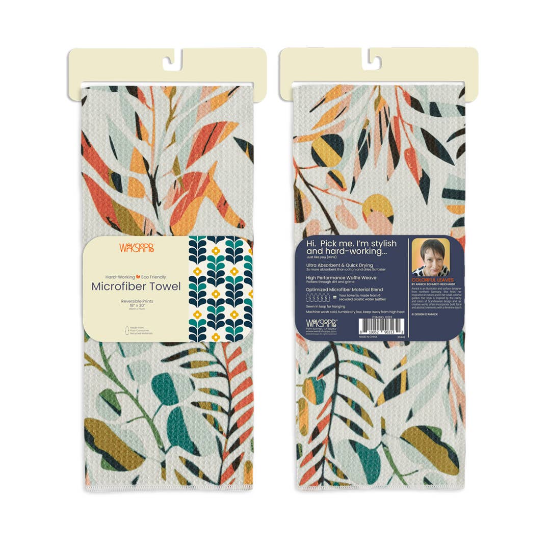Colorful Leaves | Microfiber Kitchen Dish Towel - The Preppy Bunny