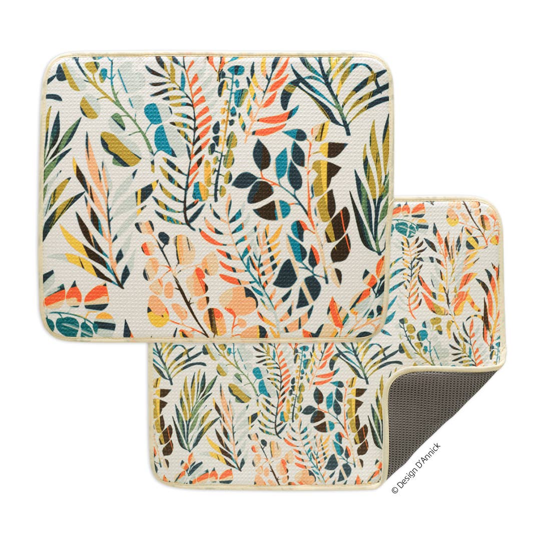 Colorful Leaves Dish Drying Mats, Set of 2 - The Preppy Bunny