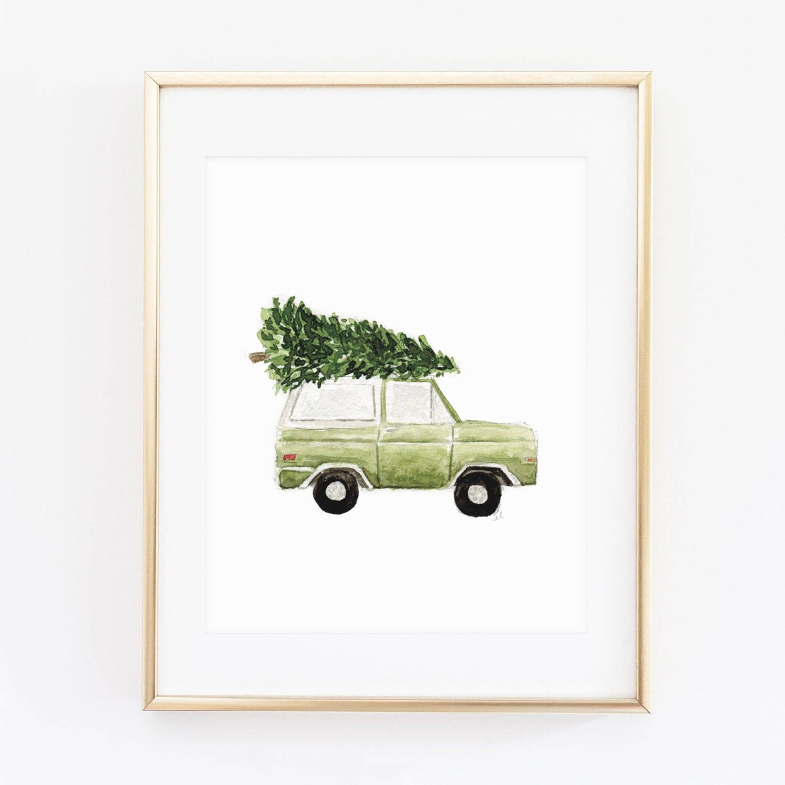 Christmas tree truck art print - The Preppy Bunny