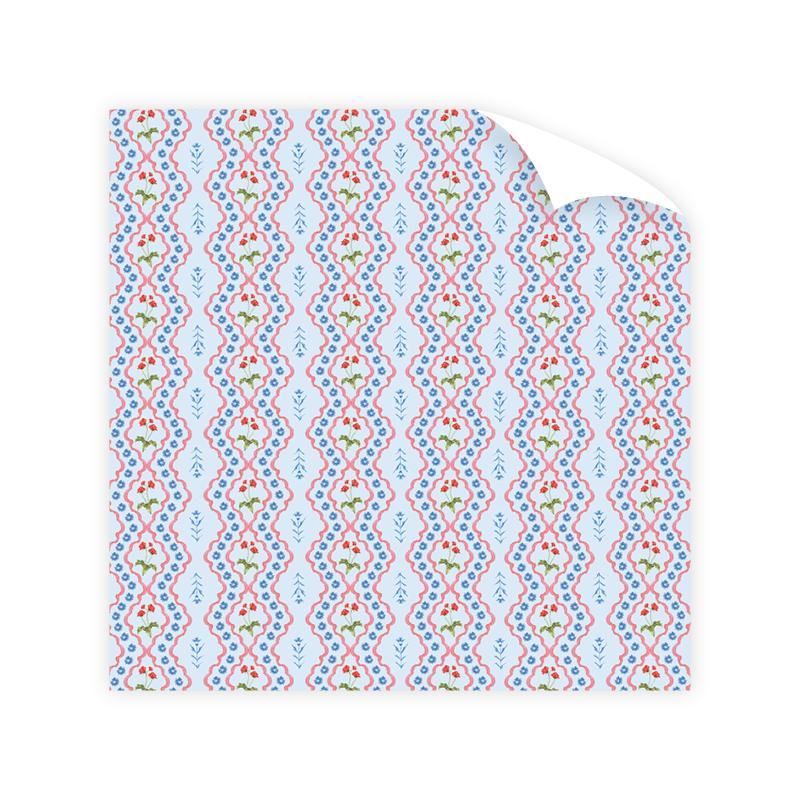 Lamia Damask Blue Wrapping Paper Roll - The Preppy Bunny