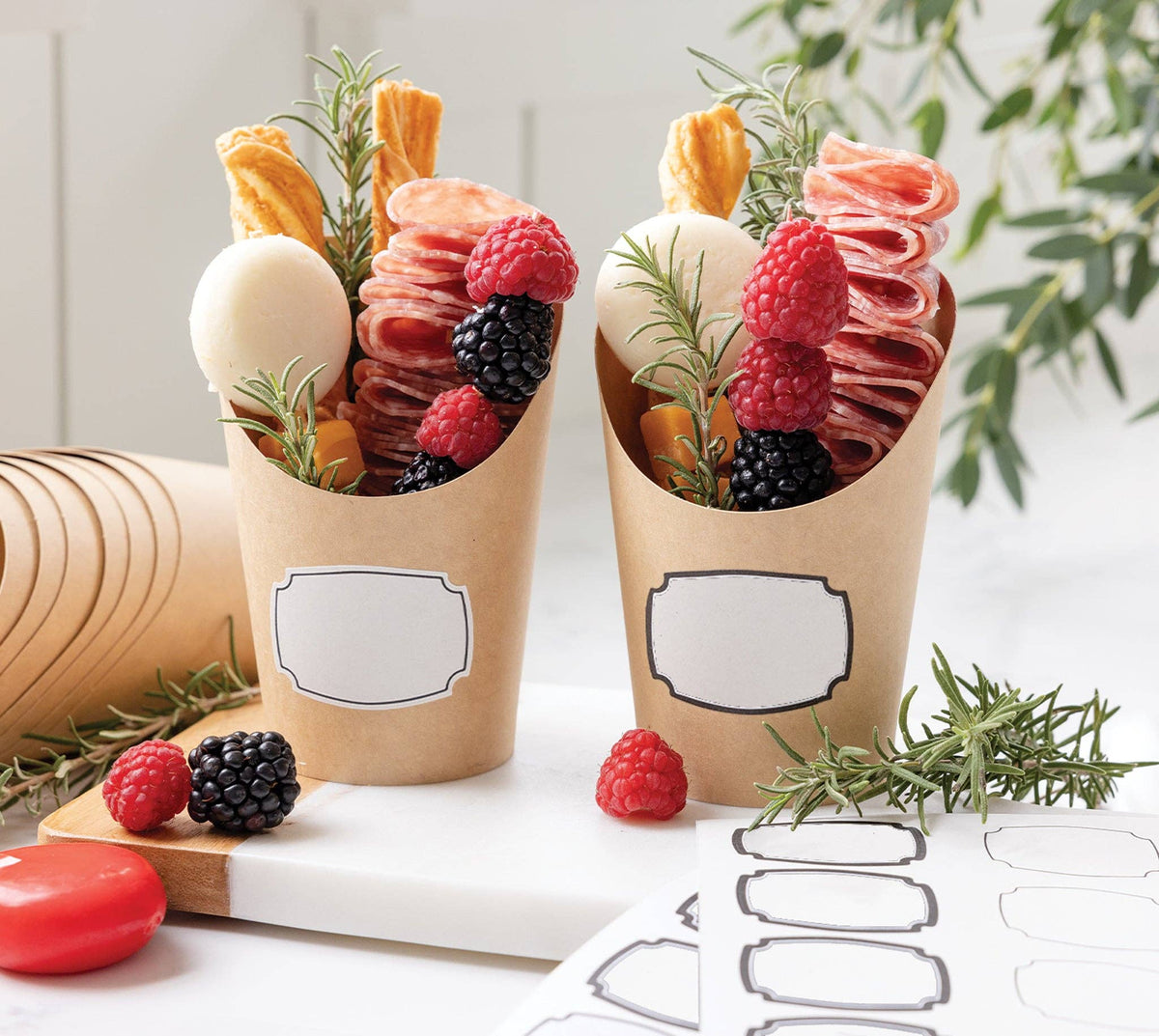 Kraft Charcuterie Cups with sticker labels (24ct) - The Preppy Bunny