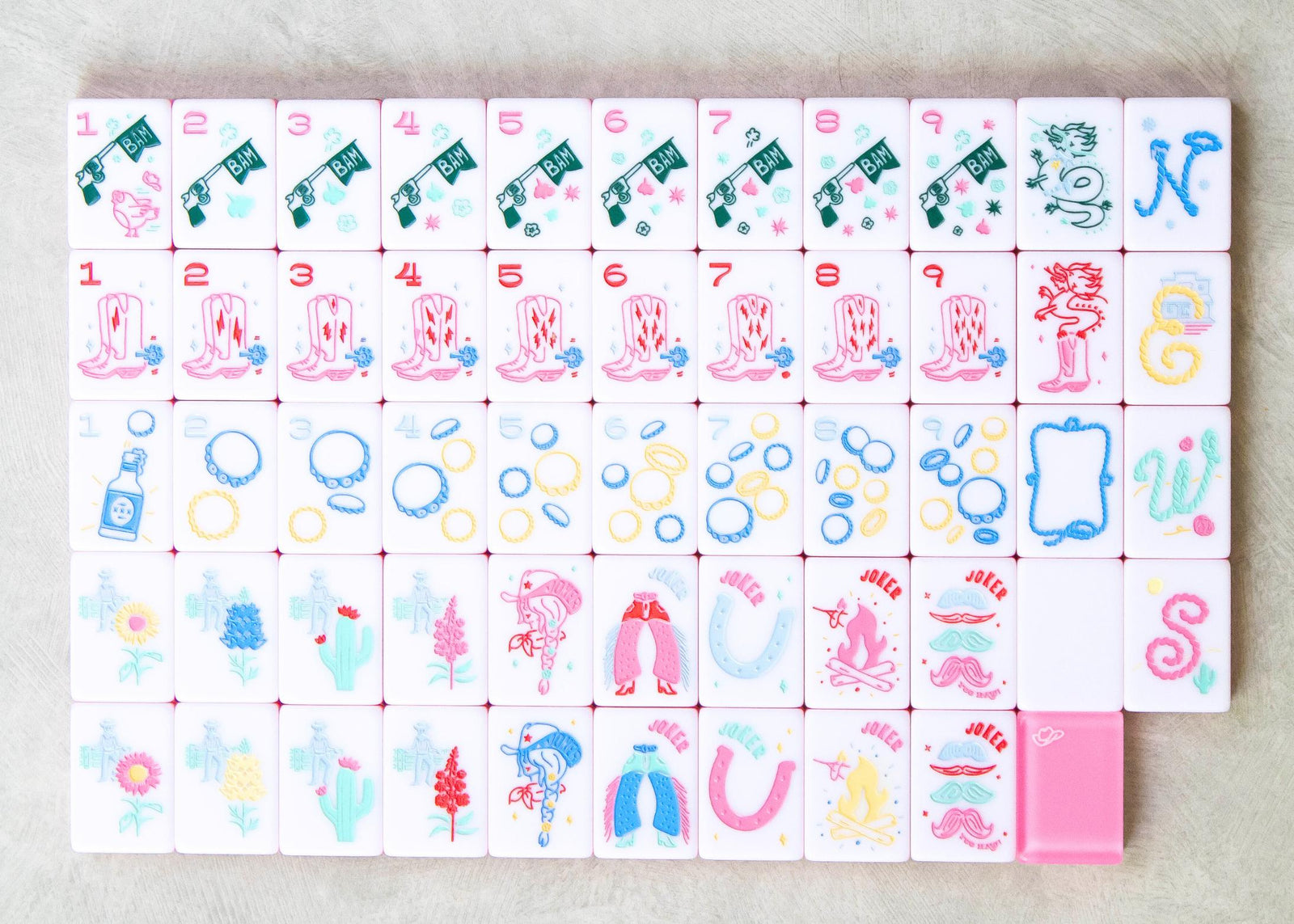 Miss Cowgirl Mahjong Tile Set - The Preppy Bunny