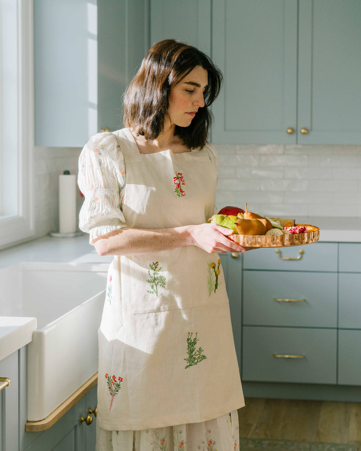 Botanical Embroidered Apron - The Preppy Bunny