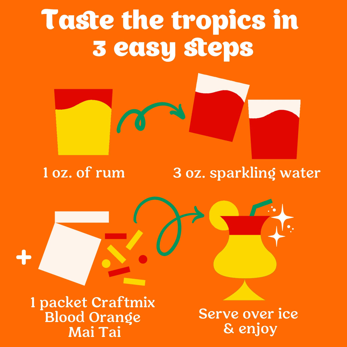 Blood Orange Mai Tai Cocktail / Mocktail Mixer - Single Serving