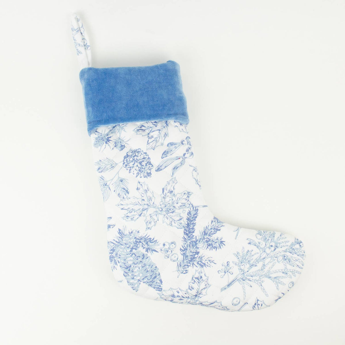 Blue Foliage Quilted Stocking - The Preppy Bunny