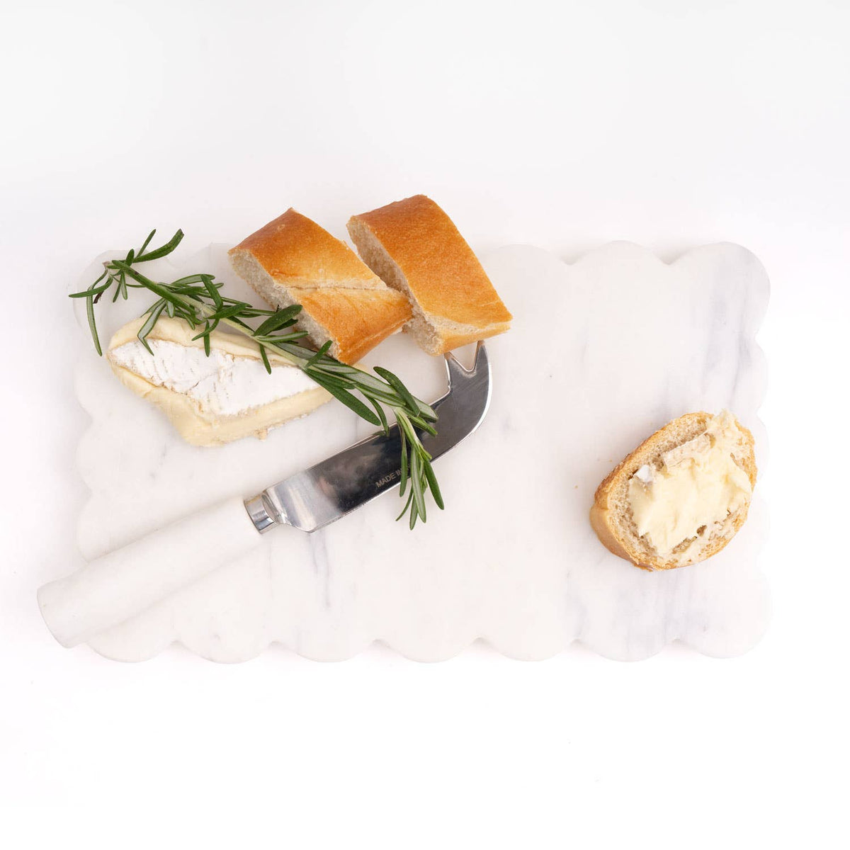 Marble Scalloped Cheese Board &amp; Knife Set