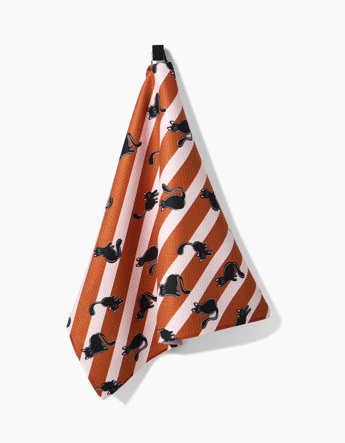 Striped Black Cats Orange Tea Towel by Geometry - The Preppy Bunny