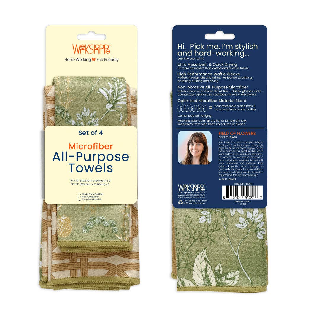 Kitchen Herbs All Purpose Towels, Ultra Absorbent, Set of 4
