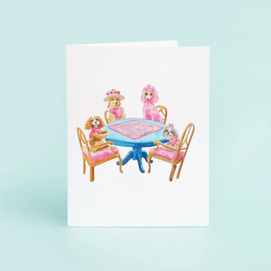 Dogs Playing Mahjong Greeting Card - The Preppy Bunny