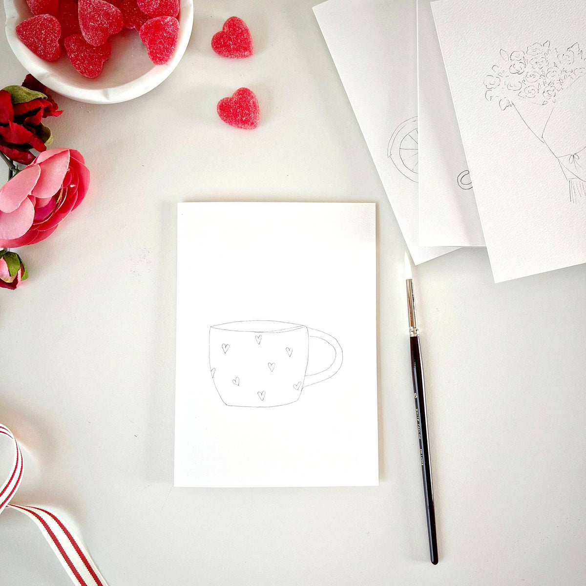 Love sweet love paintable notecard - The Preppy Bunny