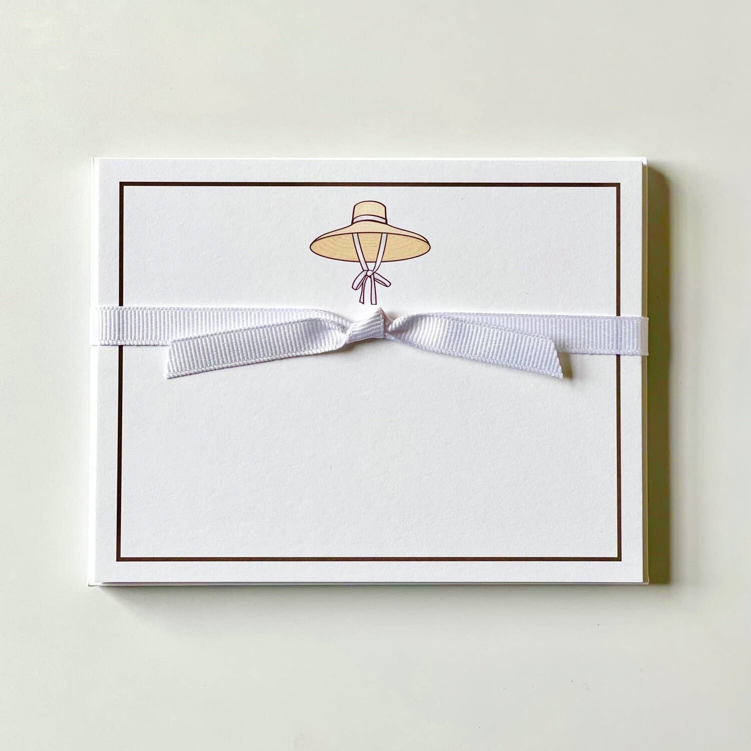 Straw Hat  - Flat Note Cards - The Preppy Bunny