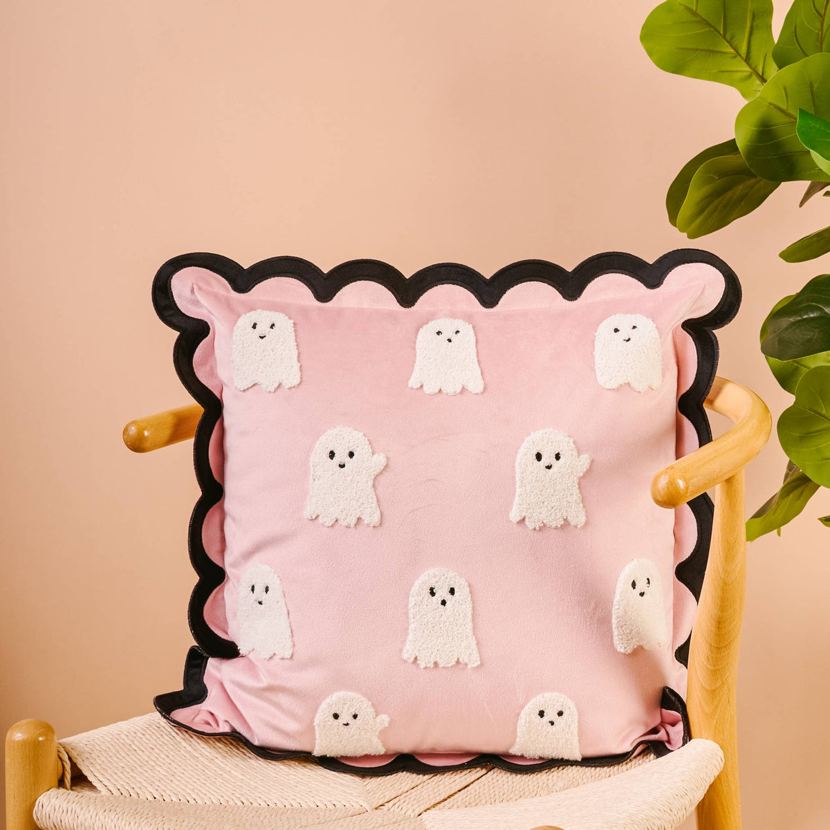 Scalloped Square Throw Pillow-Boo Crew