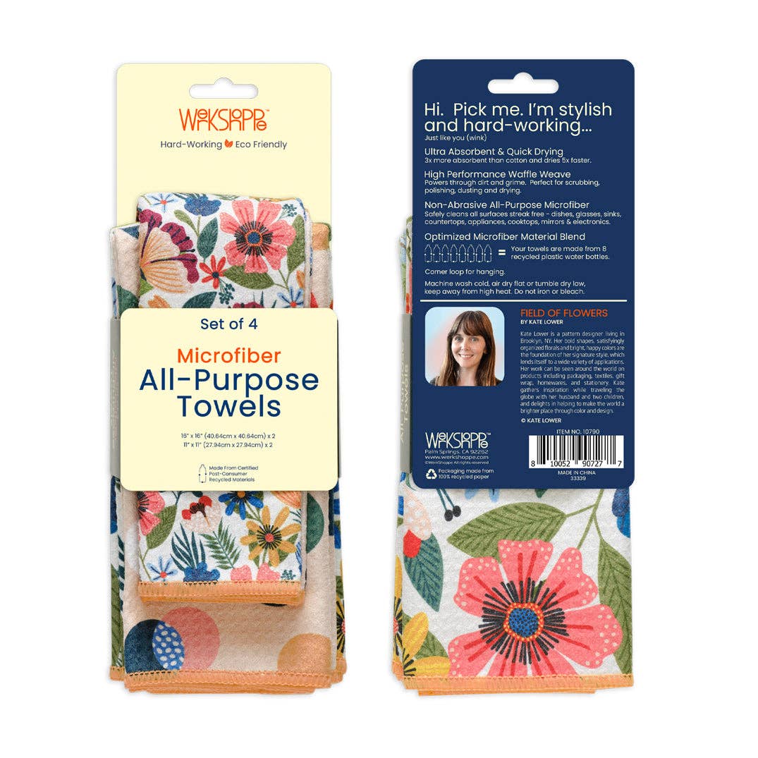 Field Of Flowers All Purpose Towel Set, Multi-Surface Cloths - The Preppy Bunny