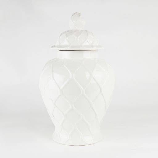 White Textured Ginger Jar - Extra Large - The Preppy Bunny