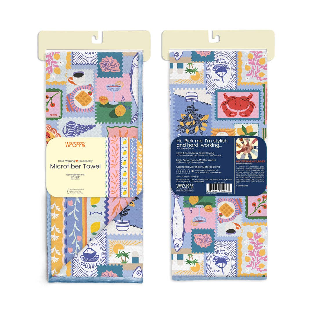 Mediterranean Summer Microfiber Kitchen Towel - The Preppy Bunny