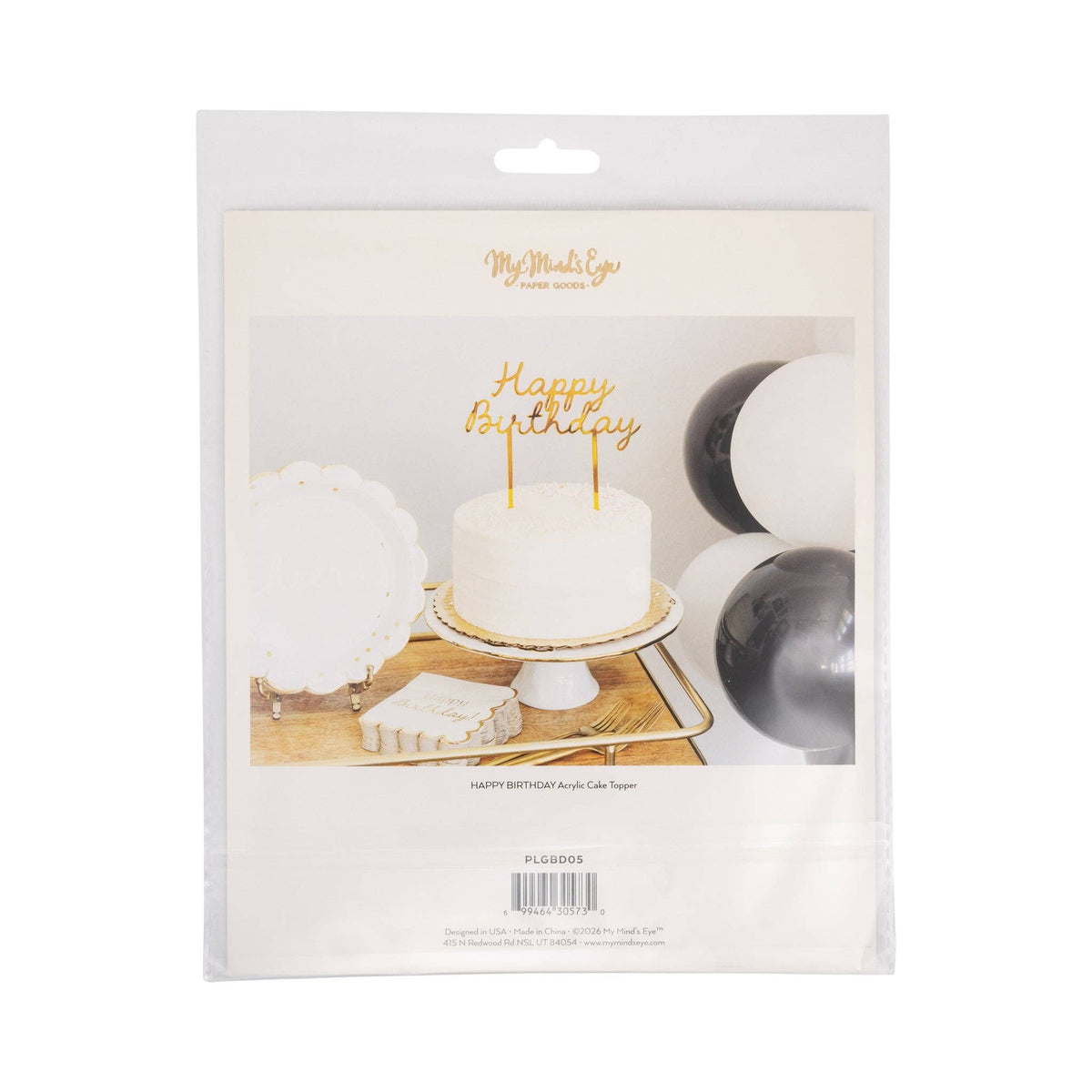 Gold Happy Birthday Cake Topper - The Preppy Bunny
