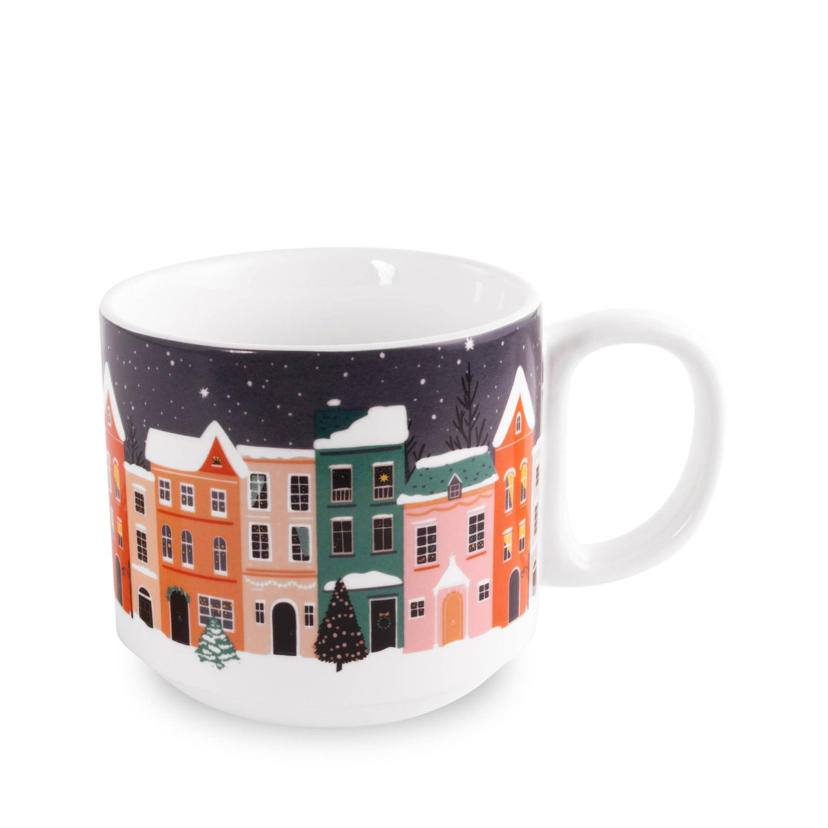 Holiday Village Ceramic Mug with Coaster Lid