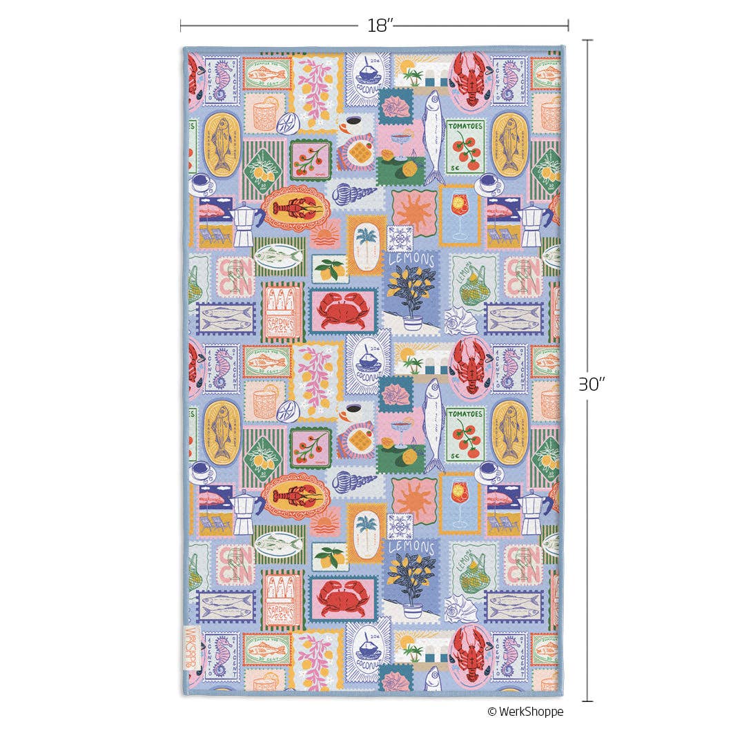 Mediterranean Summer Microfiber Kitchen Towel - The Preppy Bunny