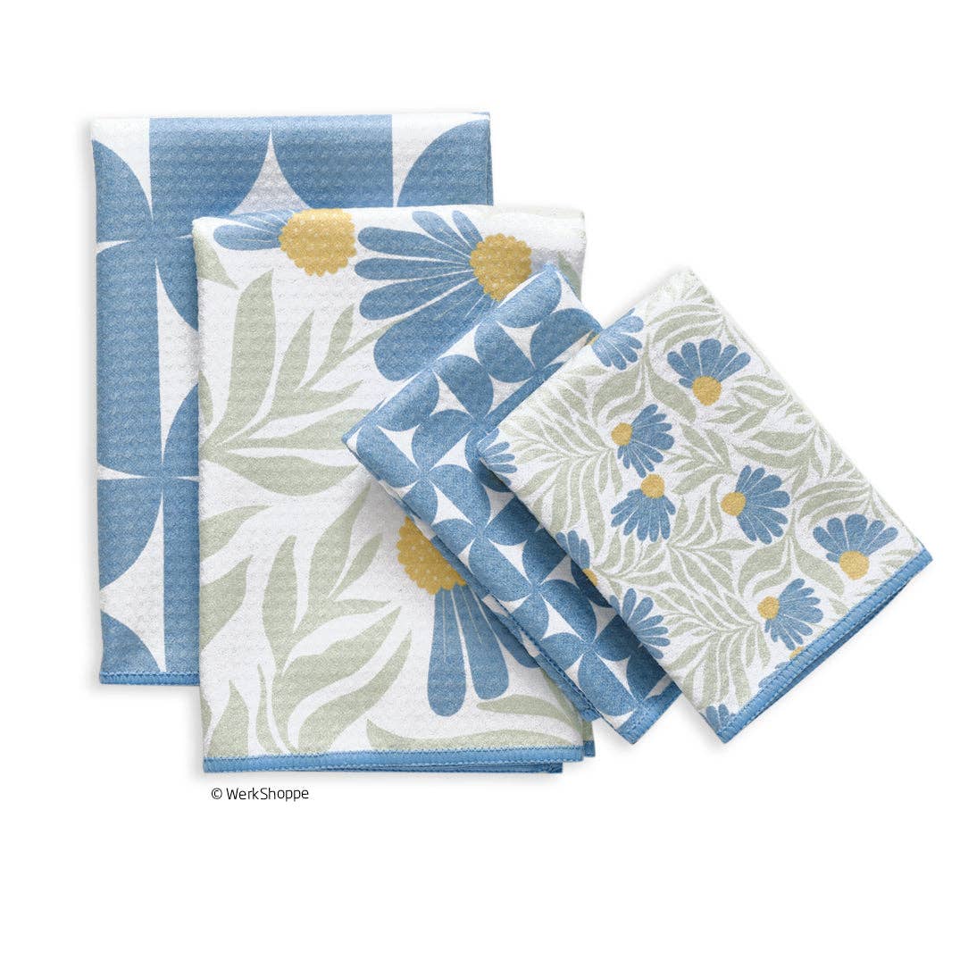 Blue Coneflower Towel Set, High Performance Microfiber - The Preppy Bunny
