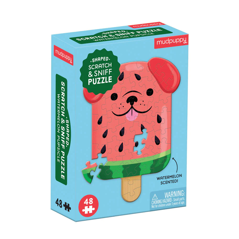 Watermelon Pupsicle 48 Piece Scratch and Sniff Shaped Mini Puzzle - The Preppy Bunny