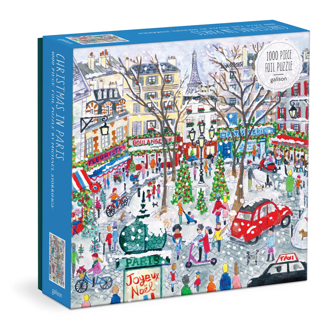 Michael Storrings Christmas in Paris 1000 Piece Foil Puzzle - The Preppy Bunny