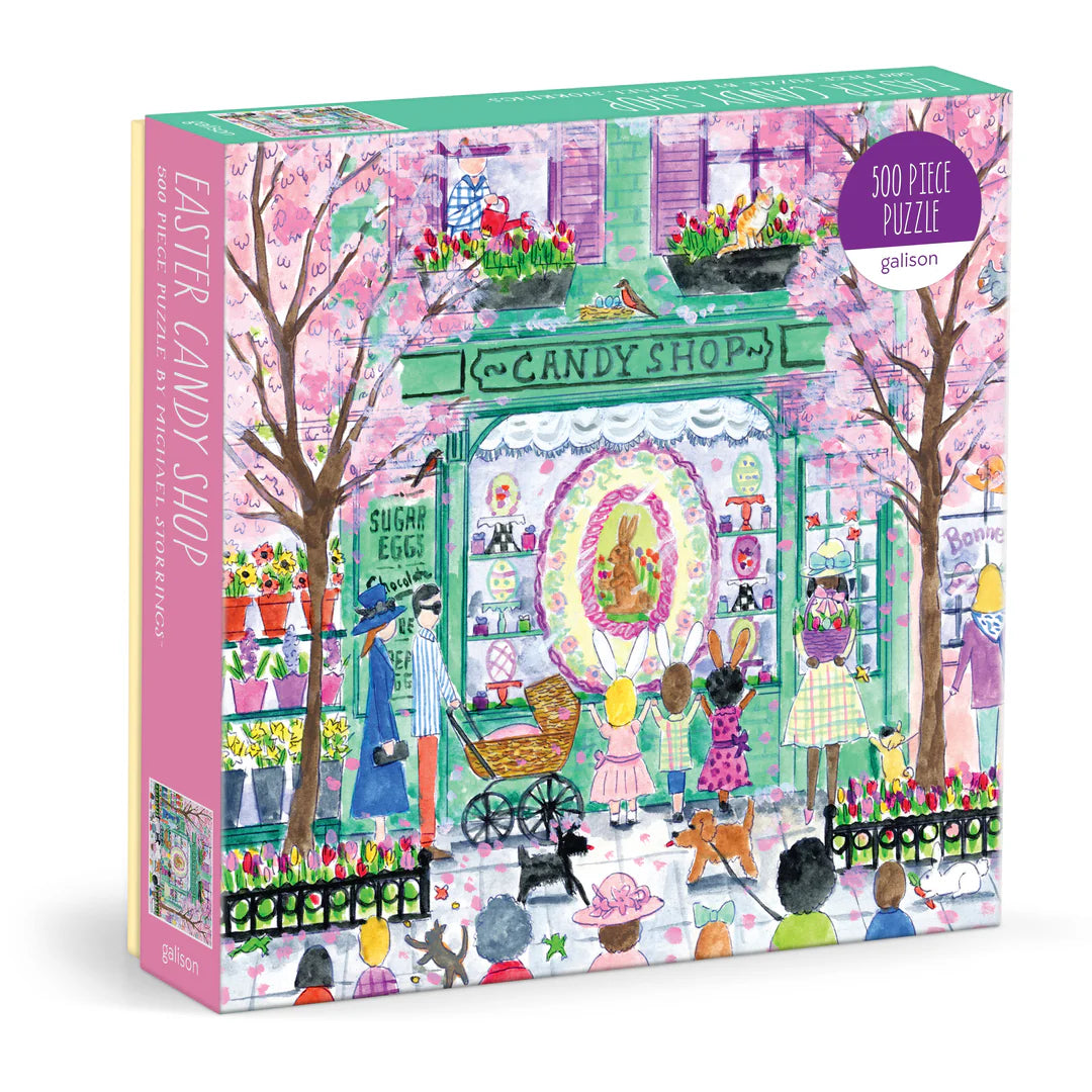 Michael Storrings Easter Candy Shop 500 Piece Puzzle - The Preppy Bunny