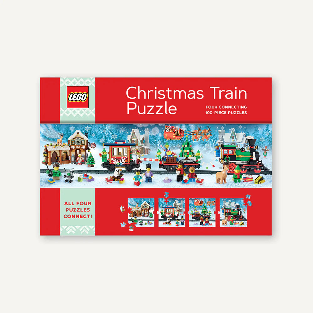 LEGO Christmas Train Puzzle Four Connecting 100-Piece Puzzles