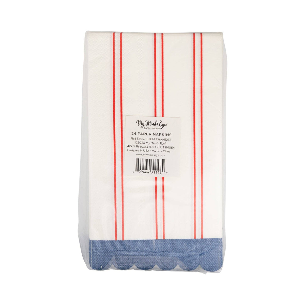 Red Striped Paper Dinner Napkins - The Preppy Bunny