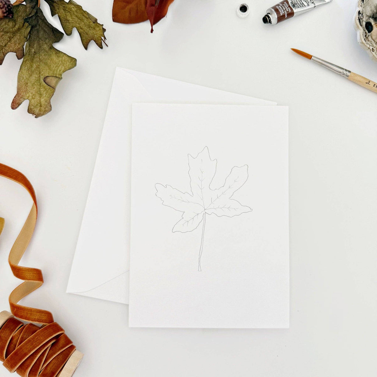 Fall Leaves Paintable Notecards - The Preppy Bunny