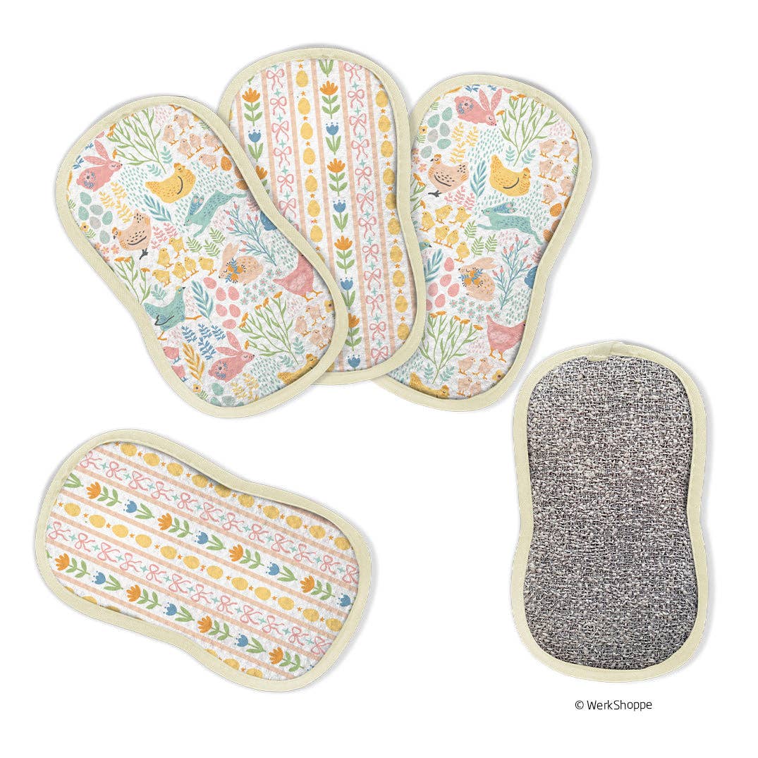 Springtime Friends Microfiber Scrubbie Set, Easter Decor - The Preppy Bunny