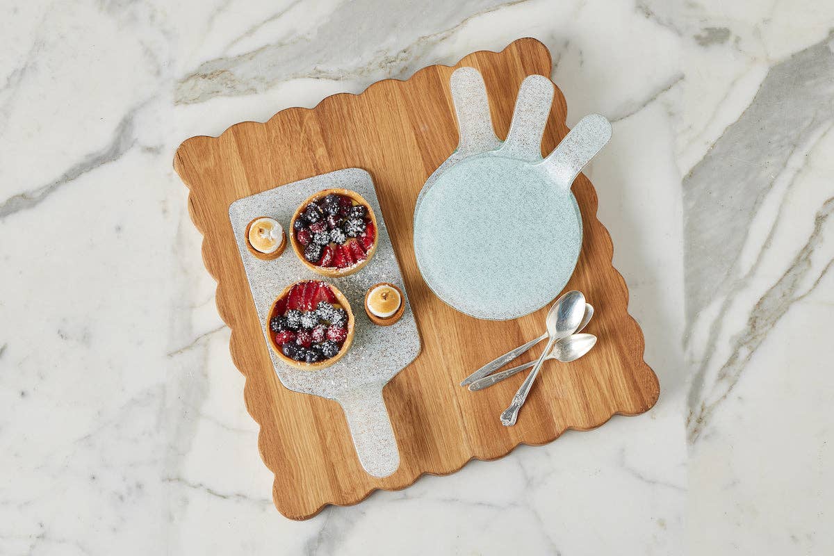 Mini Glass Rectangle Cheese Tray, White - The Preppy Bunny