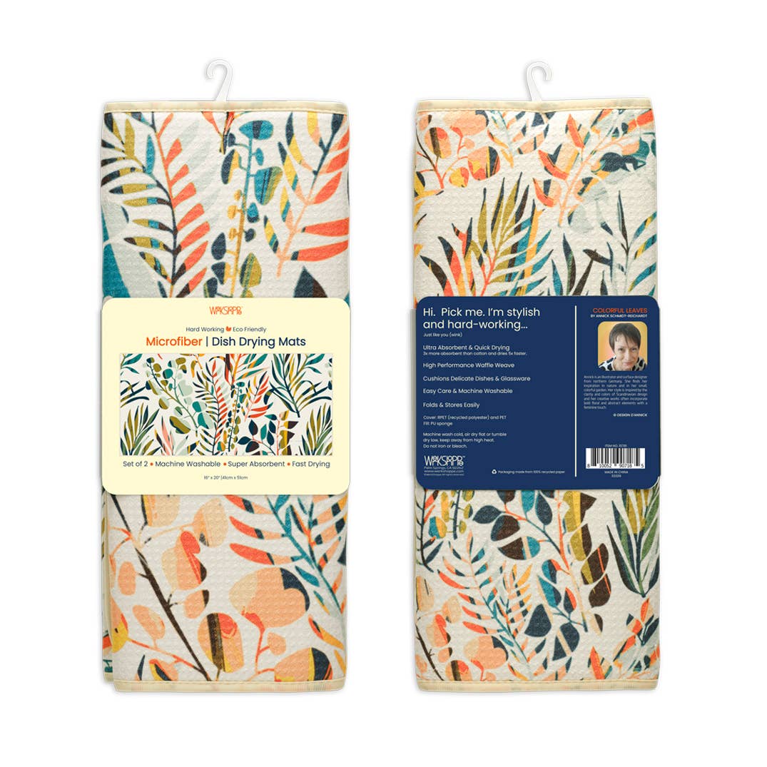 Colorful Leaves Dish Drying Mats, Set of 2 - The Preppy Bunny