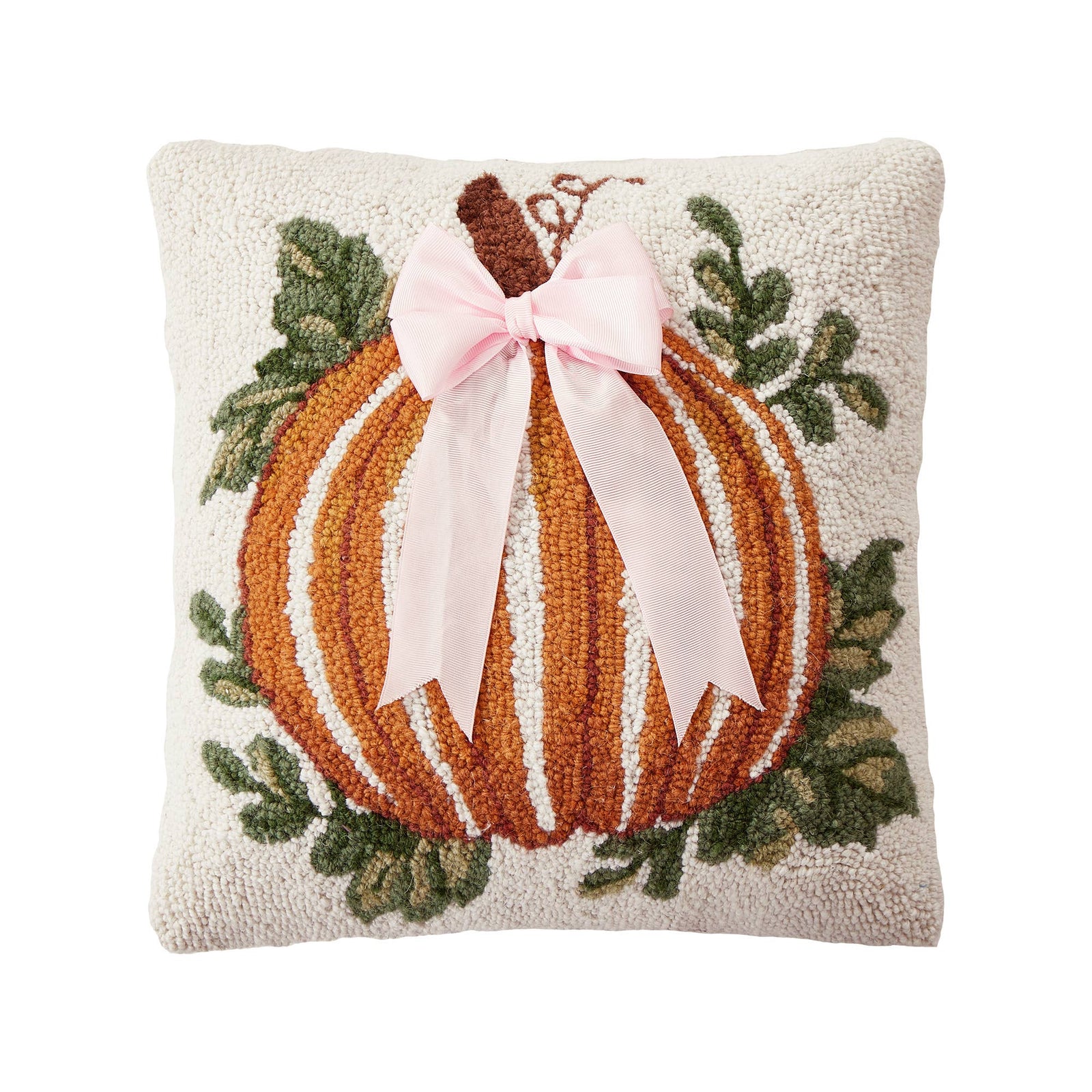 Stripe Pumpkin w/Bow Hook Pillow - The Preppy Bunny