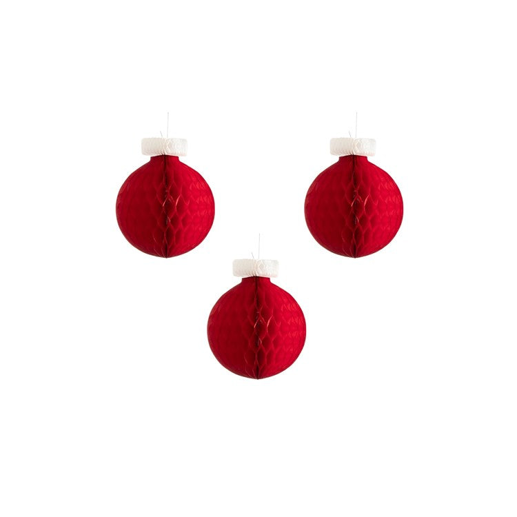 Honeycomb Small Classic Red Ornament Set of 3 - The Preppy Bunny