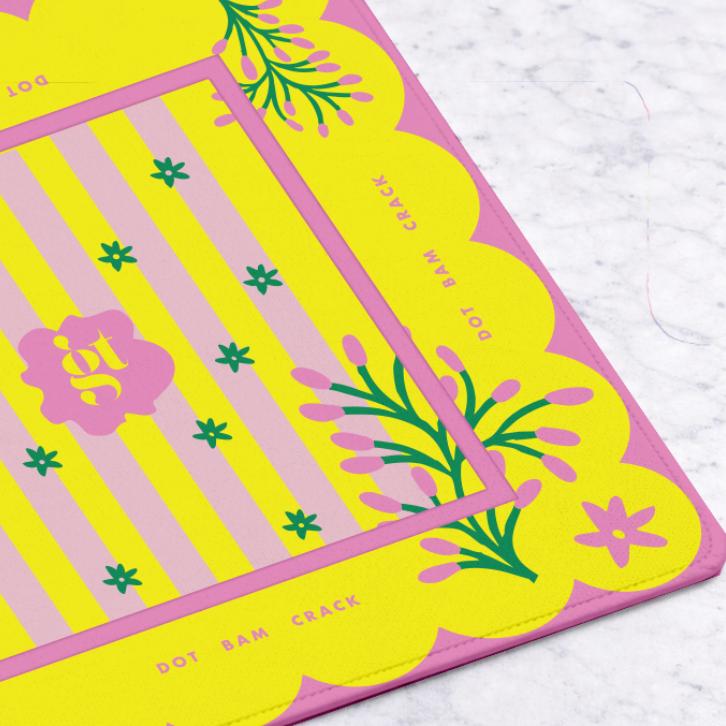 Mahjong Mat in Palm Springs Yellow 33"x33"