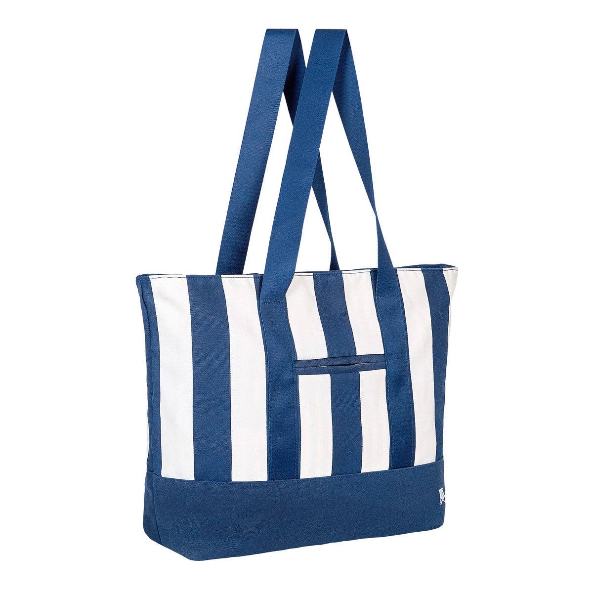 Navy Blue Stripe Dock & Bay Canvas Beach Bag - The Preppy Bunny