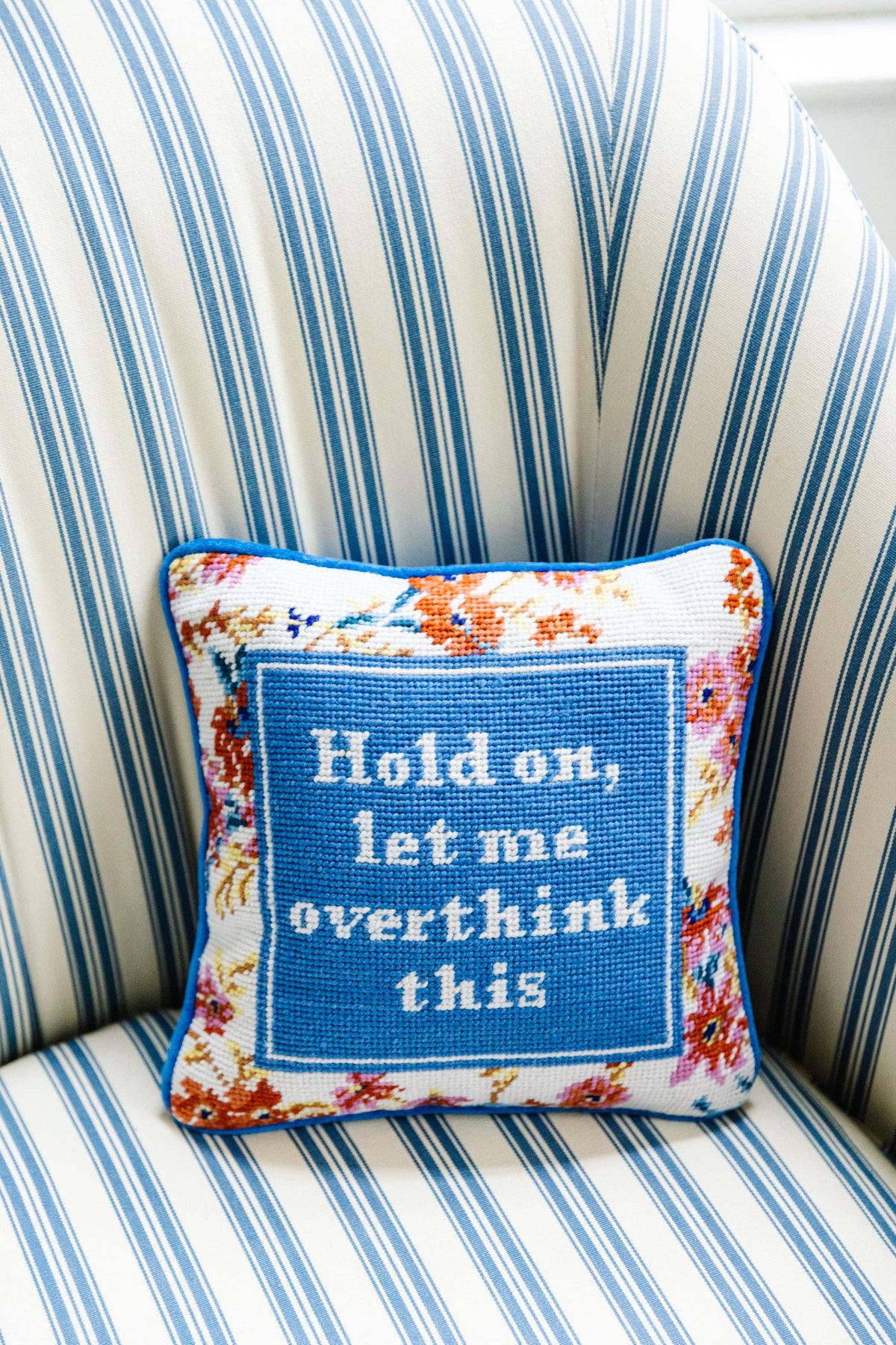 Overthink Needlepoint Pillow - The Preppy Bunny