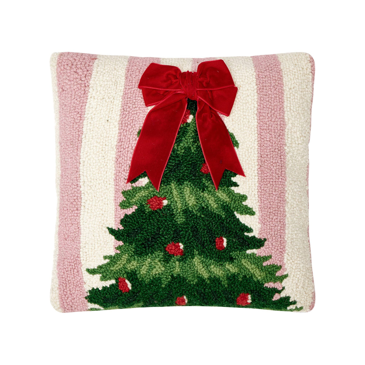 Pink Stripe Tree w/Ribbon Hook Pillow - The Preppy Bunny