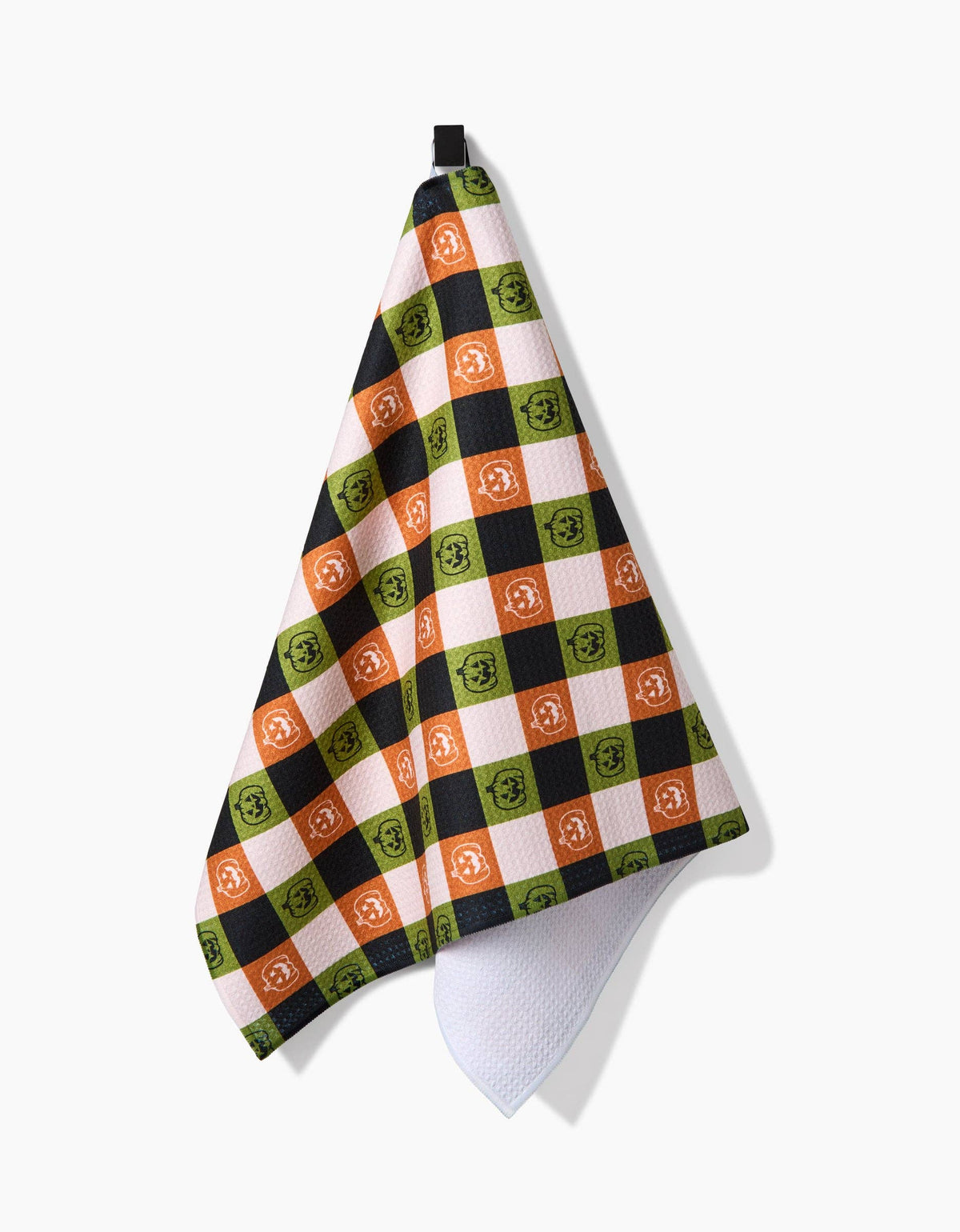 Jack-o-Lantern Checker Tea Towel by Geometry - The Preppy Bunny