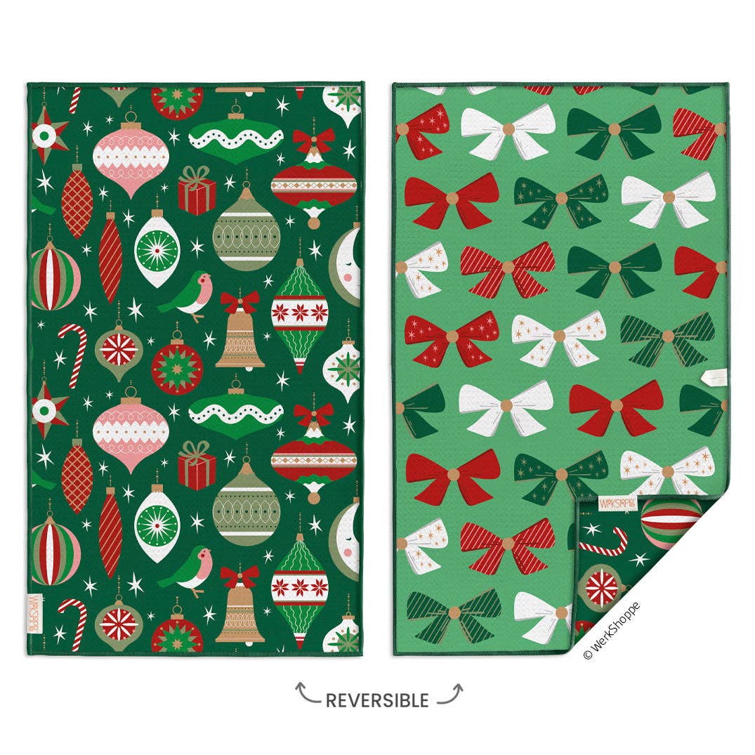 Ornaments & Bows Christmas Microfiber Towel - The Preppy Bunny