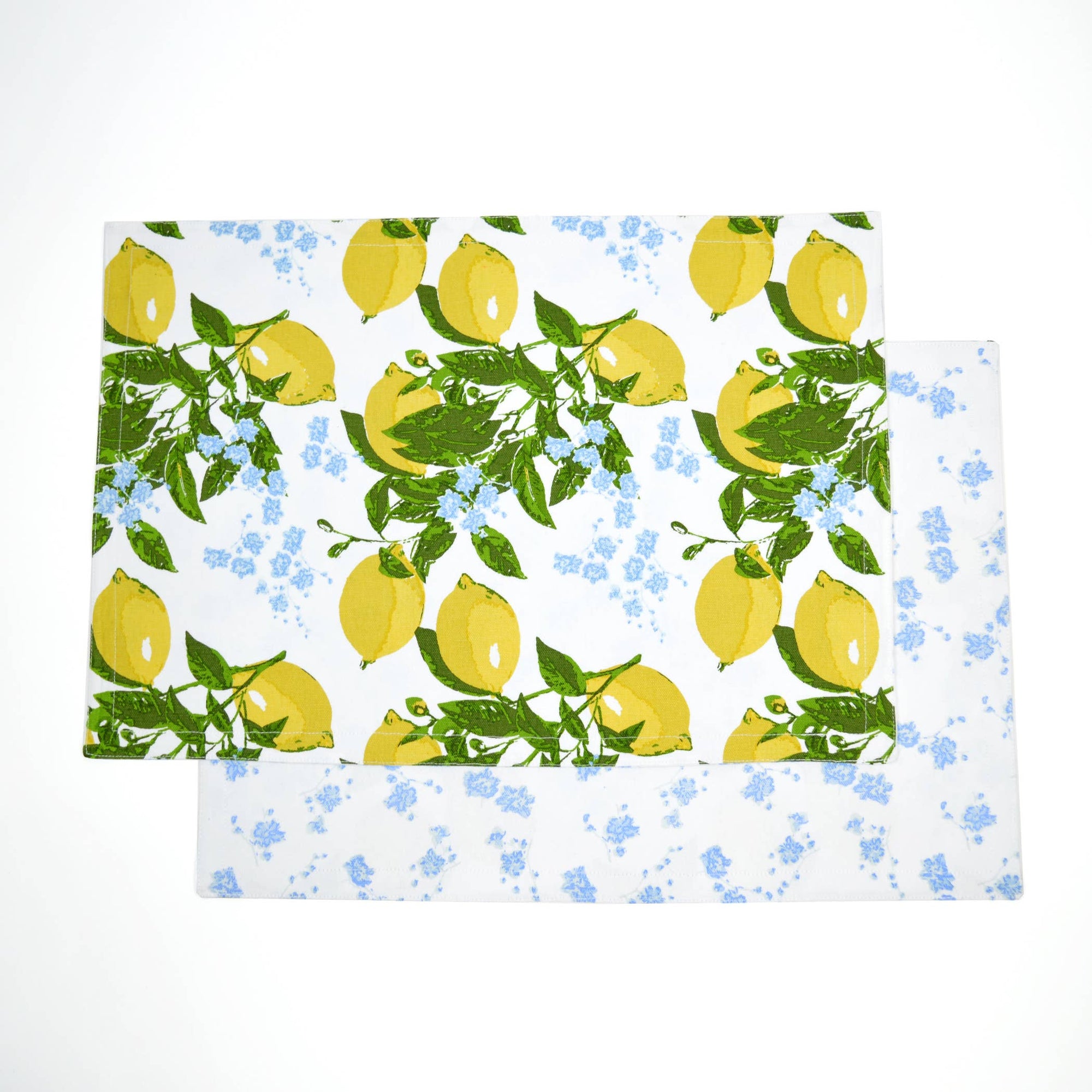 Lemon Floral Printed Reversible Placemat Set - The Preppy Bunny