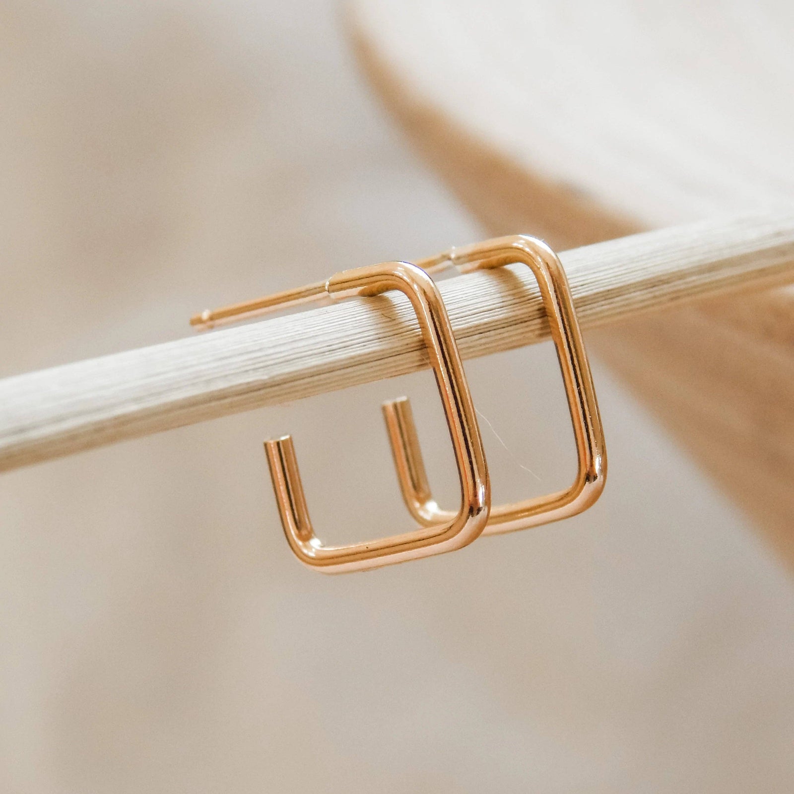 Square Minimalist Hoop Stud Earrings - Hypoallergenic - The Preppy Bunny