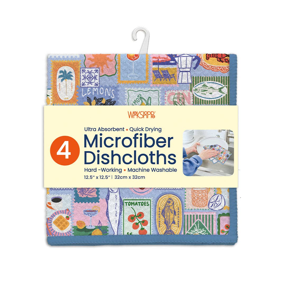Mediterranean Summer Microfiber Dishcloths, Quick Drying - The Preppy Bunny