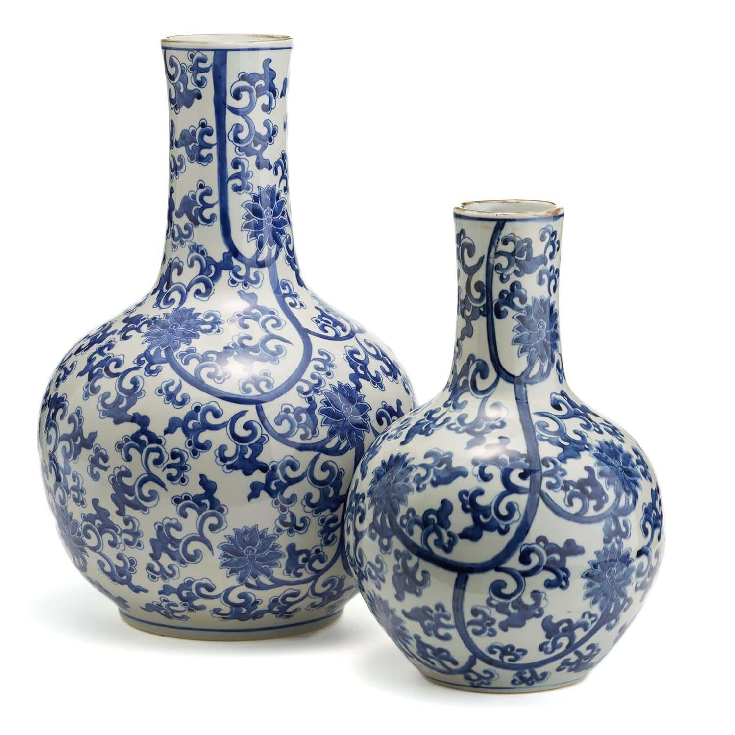 Blue and White Porcelain Rabbit Chinese Statue Set