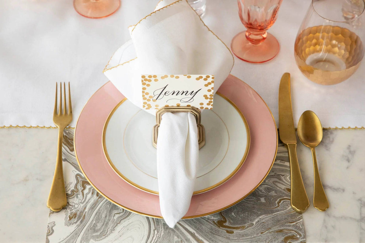 Brass Napkin Ring with Place Card Holder - The Preppy Bunny