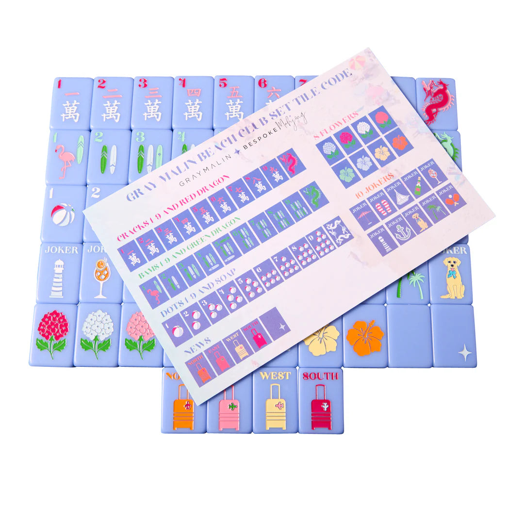 Bespoke X Gray Malin Beach Club Mahjong Tiles - Cabana Blue - The Preppy Bunny