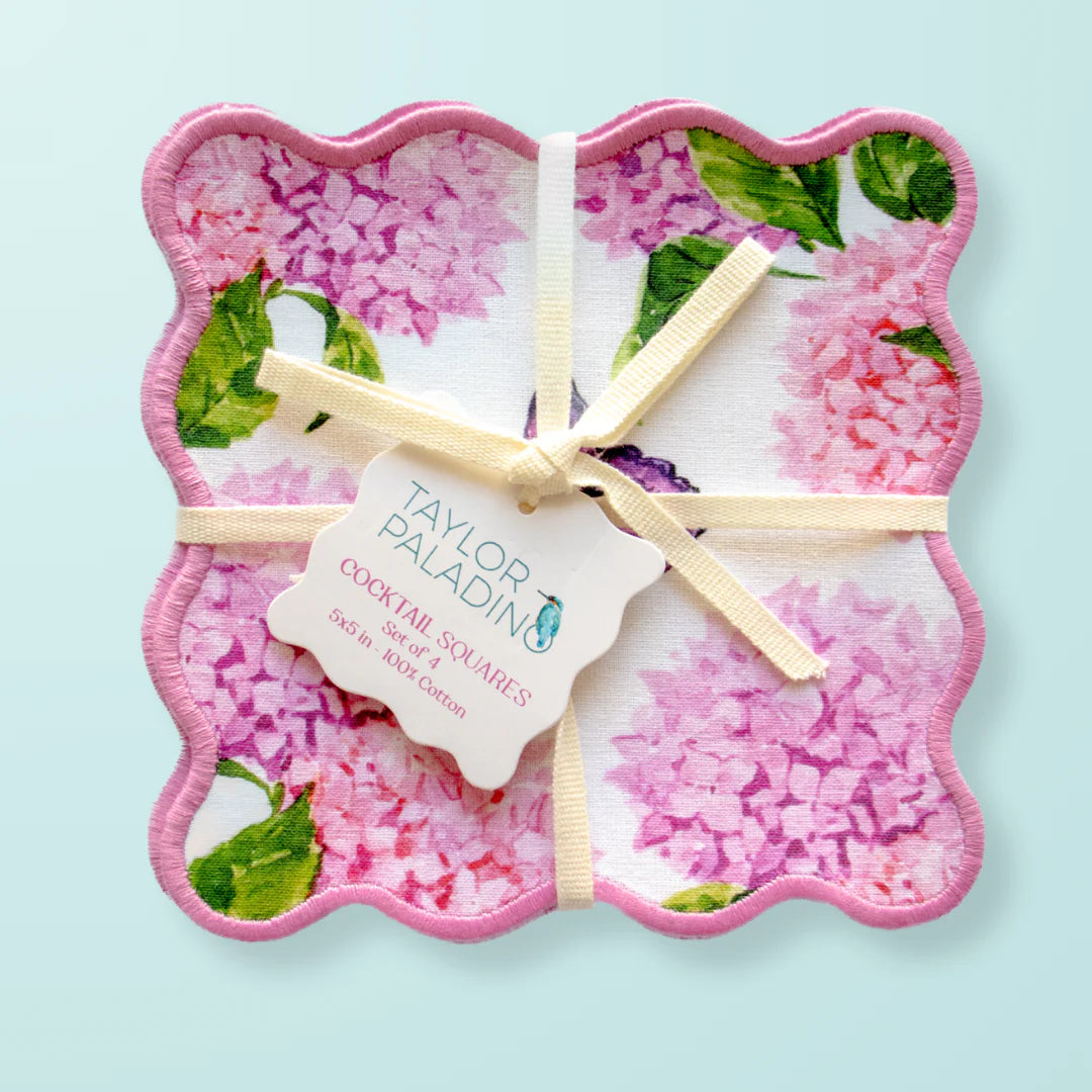 Pink and Purple Hydrangea Cocktail Squares - The Preppy Bunny